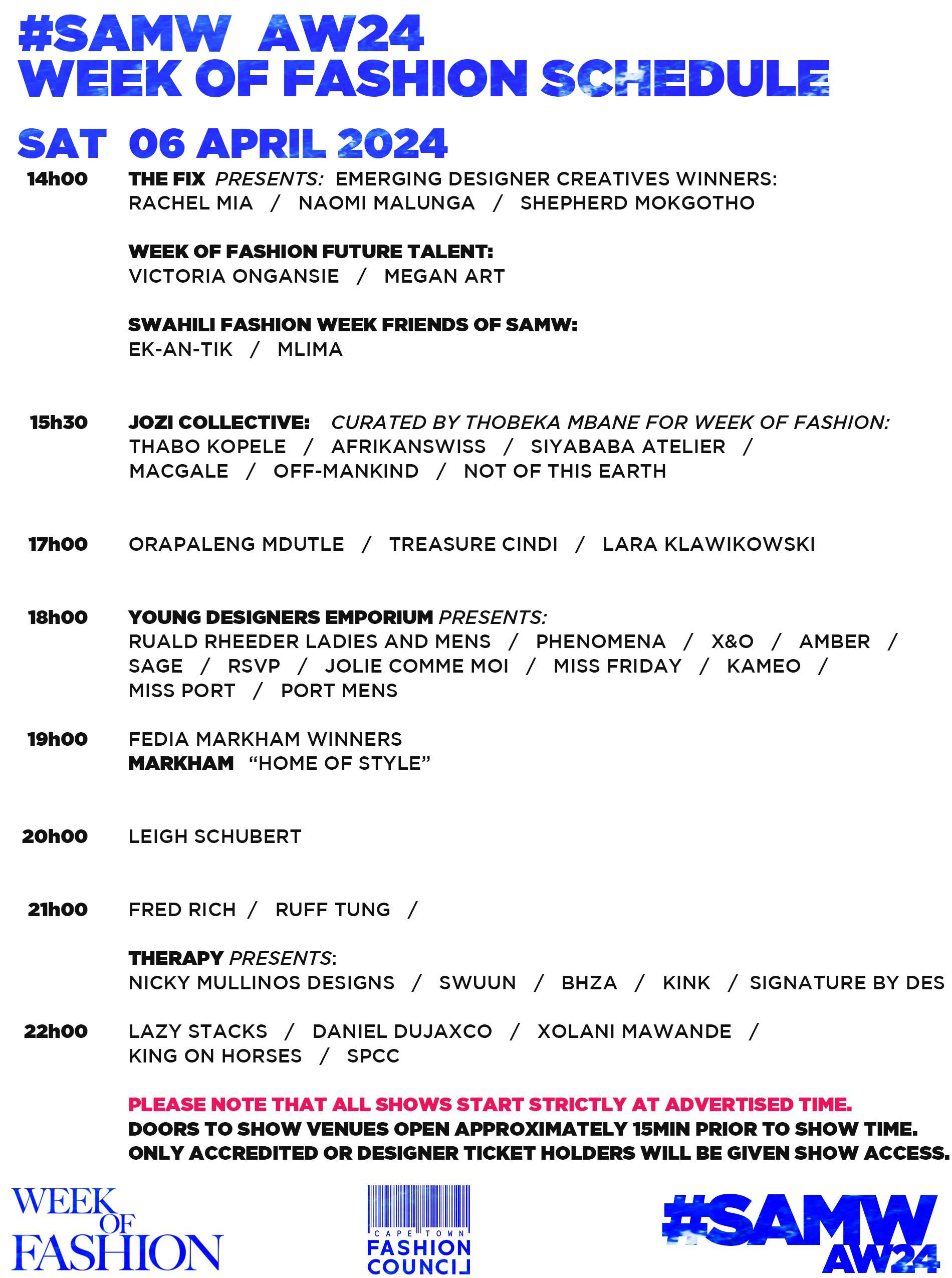 #SAMW AW24 Schedule