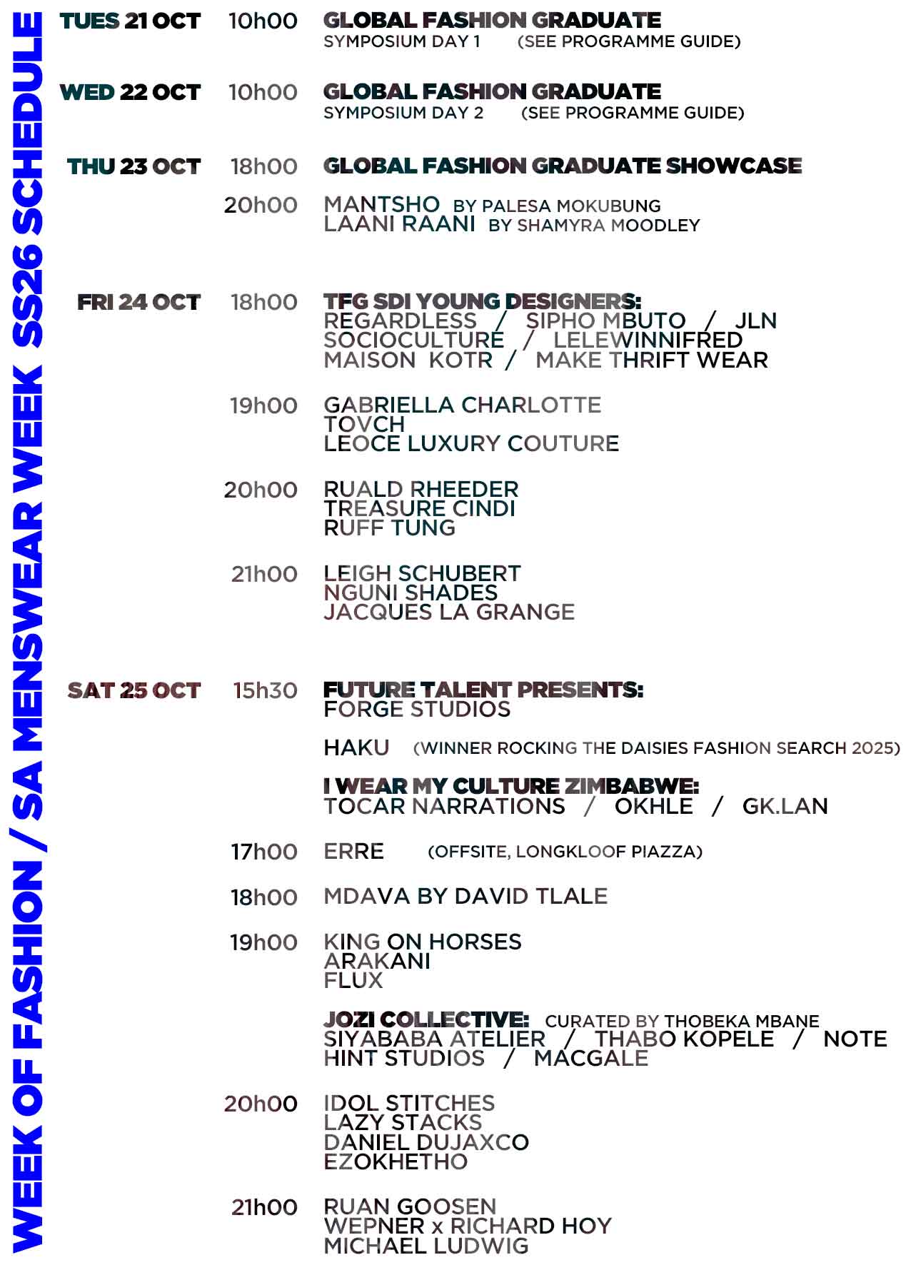 SS26 Schedule